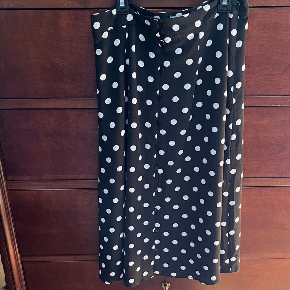CeCe Black and White Polka Dot Midi Skirt